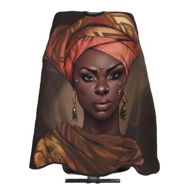 Imagem de Avental de caveira de açúcar e flores para casa, corte de cabelo, cabeleireiro, salão de beleza e tingimento, tecido para mulheres/homens, African American Pretty Girl, one Size