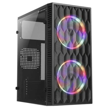 Imagem de Gabinete Gamer Preto Mini Tower Com 2 Fans Rainbow RGB 120mm - Bluecas