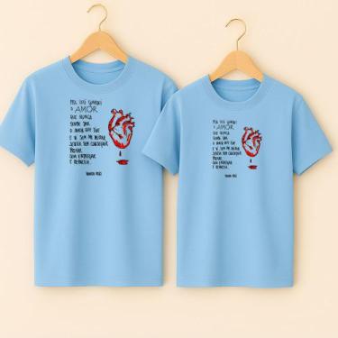 Imagem de Camiseta Casal Namorados Algodão Estampa Pra Você Guardei O Amor Músic