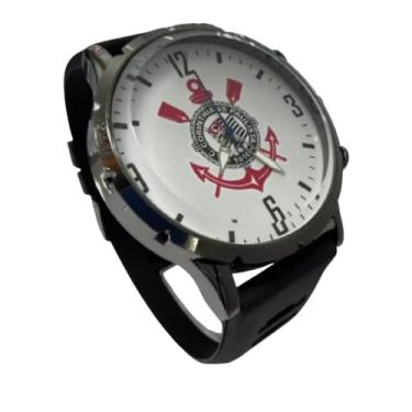 Imagem de Relógio Masculino Analógico Aço Inox Preto com Pulseira Ajustável Silicone Estiloso Casual Times