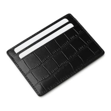 Imagem de Carteira masculina fina de couro genuíno com porta-cartões – Porta-cartões premium e elegante com capacidade para 7 a 10 cartões e compartimento para moedas – Carteira de couro elegante e funcional |