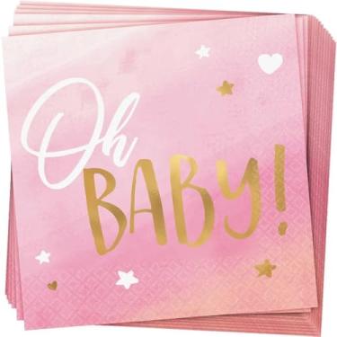 Imagem de Oh Baby Girl Beverage Napkins I Hot Stamped I 16 Pcs.