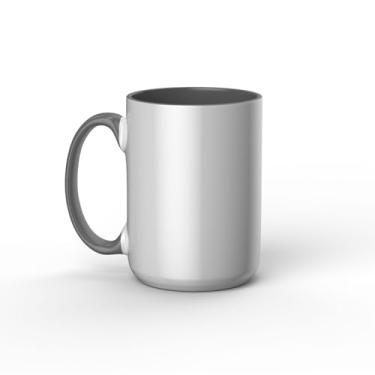 Imagem de Cricut Caneca chanfrada em branco, cerâmica revestida, caneca segura de lava-louças e micro-ondas para decorar, caneca Cricut compatível com tinta infusível, caneca de sublimação de 445 ml, ideal para artesanato e impressão, 1 ct, branco/cinza