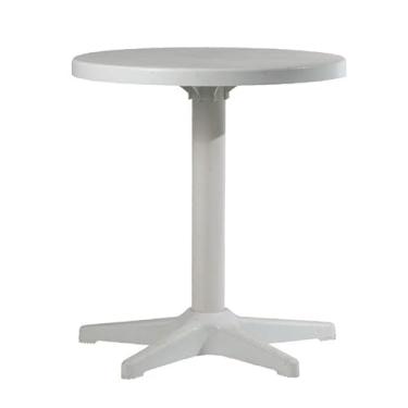 Imagem de Mesa Redonda Baixa Plástica Branca com Furo para Guarda-Sol – Jardim, Piscina e Varanda Home Gourmet