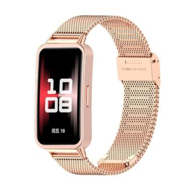 Imagem de HAOZHI Pulseira Compatível com Huawei Band 10 9 8,Bracelete Correia de Metal para Huawei Band 10,9,8 (Ouro rosa)