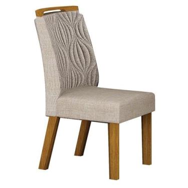 Imagem de Cadeira para Mesa de Jantar Ilhéus MDF Linho Palha  Leifer Móveis