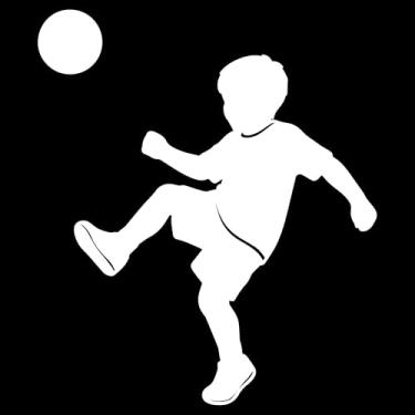 Imagem de Adesivo Menino jogando bola Futebol Ideal para notebook carro portas vidros Paredes Quarto Infantil vários tamanhos (BRANCO, 47,1X55cm)