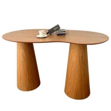 Imagem de Mesa Bistrô Balcão Cone Duplo 120x80 Orgânica Tampo Freijó Base Freijó