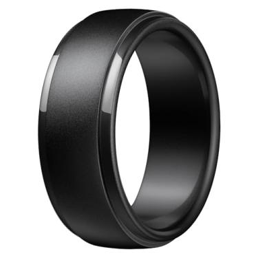 Imagem de Egnaro Anéis de casamento de silicone masculinos: anel de borracha clássico preto - hipoalergênico para academia/ar livre/presente (pacote variado de 1/4/7 com meio tamanho), 10.5-11(20.60mm