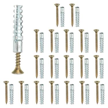 Imagem de PATIKIL 20 peças de âncoras de parede oca para drywall com parafusos 0,16 x 1,38, kit de âncoras de parede seca de aço para reparo de furos de dobradiça de gesso de concreto de madeira, prata (5 x 30