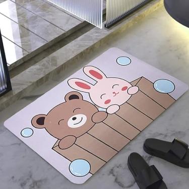 Imagem de Tapete De Banheiro Quadrado Absorve Água Antiderrapante Secagem Rápida 38x58cm (URSOS BANHANDO)