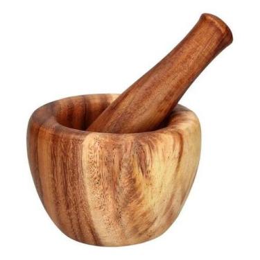 Imagem de Pilão com Socador M Acácia Natural  Mimo Style Wood  Para Temperos e E