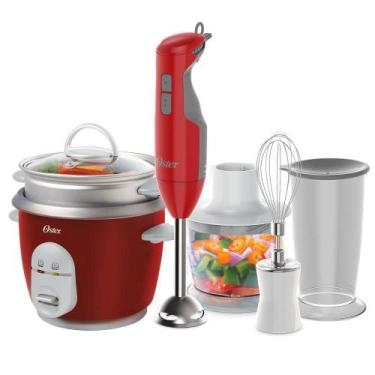 Imagem de Kit Mixer Delight Vermelho E Panela Facile Oster 220V