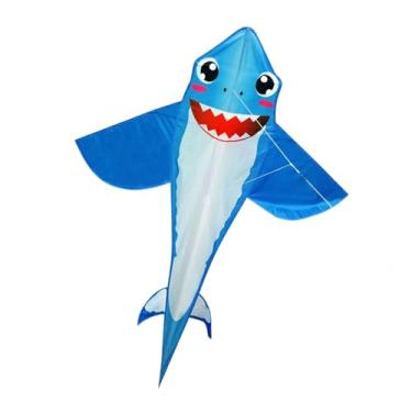Imagem de oshhni Pipa de tubarão, fácil de, resistente a rasgos, leve, enorme, fácil de para parques, pastagens, viagens e praia, Azul