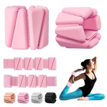 Imagem de Pesos de pulso, pesos de pulso ajustáveis para mulheres, pesos de braço e perna vestíveis conjunto de 2 (500 g cada), pulseiras pesadas para caminhada, ioga, dança, barra, academia (rosa)