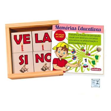 Imagem de Jogo da Memoria de Silabas Carimbras 40 Pecas em Madeira Brinquedo Ped