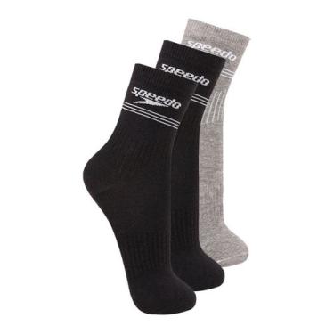Imagem de Kit com 3 Pares de Meias Esportiva Cano Médio Speedo 8030 Colorido, Pr