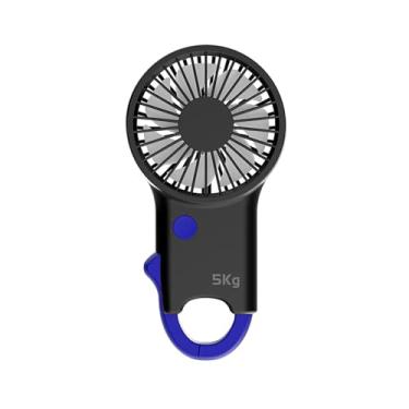Imagem de WeiLaiKeQi Ventilador de mão com função de reforço de aderência com 3 velocidades Ventilador de mão pessoal Design versátil 2 em 1 para caminhadas, viagens e, Azul
