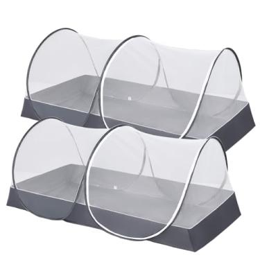 Imagem de Mengersi Rede mosquiteira para cama, grande, dobrável, dobrável, mosquiteiro para cama, acampamento, viagem, pátio, instalação gratuita (cinza, 2 peças)