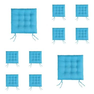Imagem de Kit Com 10 Almofadas Para Cadeiras Assento Futon De Cadeira 40x40 Cm(Azul Bic)