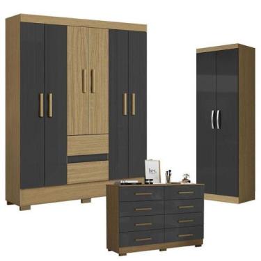 Imagem de Guarda Roupa Casal Coimbra 2005138 Com Armário Multiuso New 2000192 E 