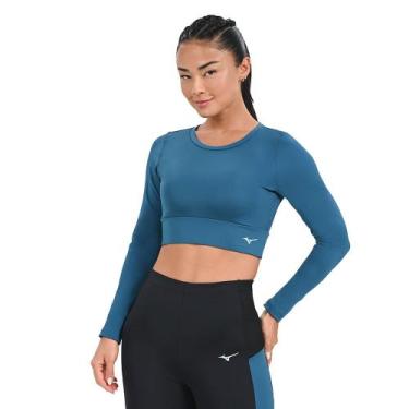 Imagem de Camiseta Manga longa de Corrida Feminina Mizuno Pro Uv, Azul, GG