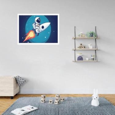 Imagem de Quadro Decorativo Astronauta Foguete Espaço - 50X70Cm - Quadros On-Lin