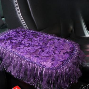 Imagem de MINGZAIQIPEI Capa de apoio de braço com babados de renda, capa de console central para carro, almofada de apoio de braço central macia e fofa para a maioria dos protetores de decoração de carros (1)