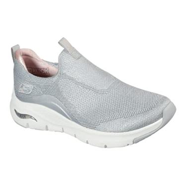Imagem de Tênis Arch Fit, Skechers, Feminino, Cinza / Rosa Choque, 36