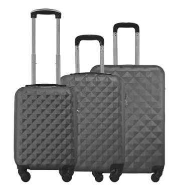 Imagem de Kit 3 Malas Rígidas de ABS 360° 8kg 10kg e 23kg com Cadeado Gladiador Diamond D1C3M (Grafite)