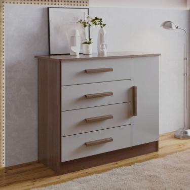 Imagem de Cômoda 4 Gavetas com Sapateira Florença Castanho/ Off White