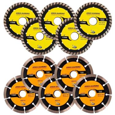Imagem de Kit 10 Disco Serra Circular 115mm-100mm Mármore Concreto
