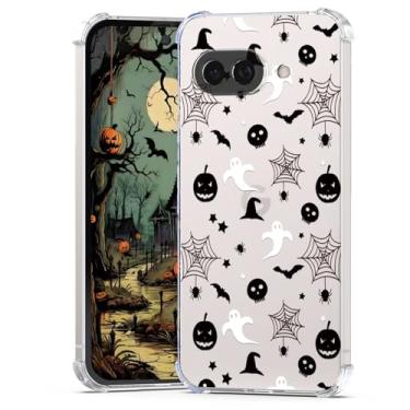 Imagem de BEIMEITU Capa para Google Pixel 9a Halloween Caveira de Abóbora, Design Fofo Meninas À Prova de Choque Macio Slim Celular Feminino Capa Transparente para Google Pixel 9a 6,7 polegadas