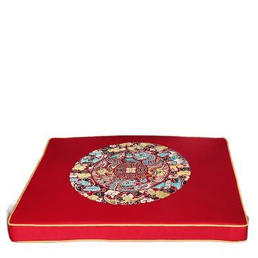 Imagem de Almofadas de assento personalizadas de brocado de seda chinesa espessas almofadas de cadeira com laços cadeira de jantar poltrona de sofá antiderrapante decoração de casa (45 x 38 x 4 cm, vermelho