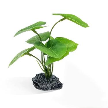 Imagem de JGbaby Plantas artificiais de aquário, decorações para aquários de peixes, rede de folha de betta, 15 cm, plantas realistas de seda e plástico, decoração de madeira flutuante para betta, peixes