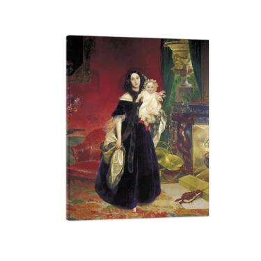Imagem de Karl Bryullov Famosa pintura a óleo para parede quadros em tela embrulhada decoração de parede quarto pintura de arte de parede - reprodução em tela - retrato da filha 2/60x80 cm 24x31 polegadas