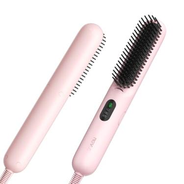 Imagem de NOVUSPRO Escova Alisadora Novus Hair: Pente Alisador Com Ferro Negativo Para Mulheres - 3 Configurações De Temperatura E Visor Led, Aquecimento Rápido 20 Segundos, Ferramentas Profissionais Modelage