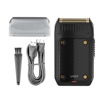 Imagem de Máquina de barbear elétrica profissional para homens aparador de barba portátil mini barbeador recarregável (Preto)