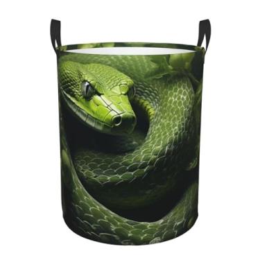 Imagem de Cesto de lavanderia verde de cobra nas árvores, dobrável, impermeável, cesto de armazenamento de roupas com alças, pano Oxford, organizador de brinquedos, cesta para banheiro, lavanderia, quarto