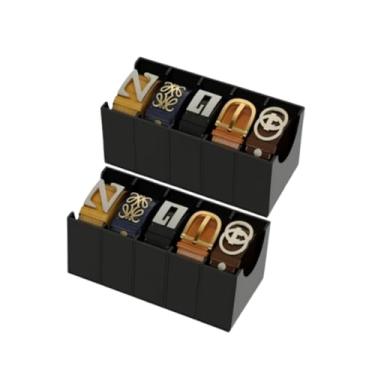 Imagem de Kit 2 Organizadores de Cintos em Acrílico Preto, 5 Compartimentos, 11x8x22,5 cm