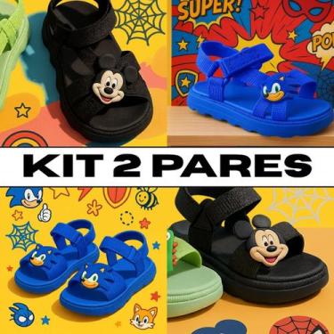 Imagem de Kit 2 Pares Sandália Papete Infantil Baby Masculina Anatômica Macia La