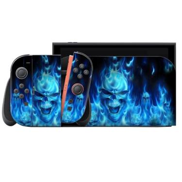 Imagem de Skin Wrap for Switch 2, Full Set Vinyl Decal Cover Sticker for Game Console Joycons, Handle Grips & Dock (Blue)