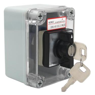 Imagem de Keymoo Interruptor De Comutação Rotativo 40 A Com Trava Chave Removível, 660 V, 3 Posições, 2 Fases, 8 Terminais, Vias, No, Nc, Caixa Seletora Universal 26-40F/D202.2Ytwb