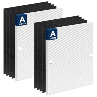 Imagem de Lantiny Filtro de substituição A 115115 para purificador de ar Winix PlasmaWave C535 5300 5300-2 6300 6300-2 P300 AM90 9000 5000 5000B C909 9800, 2 HEPA tamanho 21 filtros A e 8 Pré-carbono ativado