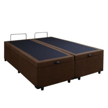 Imagem de Cama Box Marrom Bau Queen Size Blindada Super Reforçada - So1clique