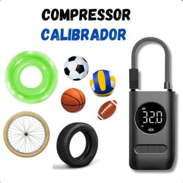 Imagem de Bomba de Ar Digital e Sem Fio para Carro, Bike e Moto  Calibrador de P