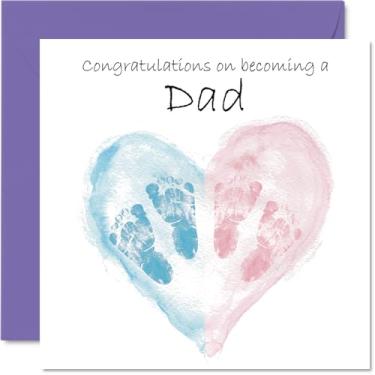 Imagem de Stuff4 New Baby Cartão unissex para papai - Twins Congrats Becoming - Cartão de parabéns bem feito para o novo pai, cartões de felicitações Welcome To The World de 5,7 polegadas