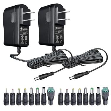 Imagem de OXZEEWEE Pacote Com 2 Adaptadores De Fonte Alimentação 12 V 1 A, 3 Metros Comprimento, 8 Pontas, Listados Pela Ul, Para Fita Led, Câmera Cftv, Roteador, Alto-Falante, Gps, Webcam, Scanner E Muito Ma
