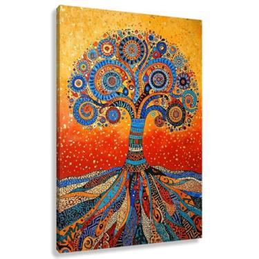 Imagem de Árvore da Vida Arte de Parede Impressão em Tela Cores Vibrantes Símbolos Espirituais para Sala de Estar Decoração Fotos Pintura 40x60cmx1