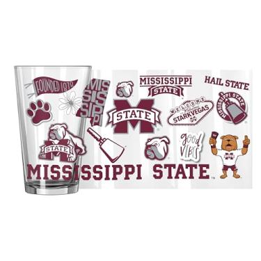 Imagem de NCAA Mississippi State Bulldogs Native Icon Copo de 473 ml - Vidro durável com design de ponto de referência local - Utensílios de bebida com aro resistente a lascas para fãs, portas traseiras, bares